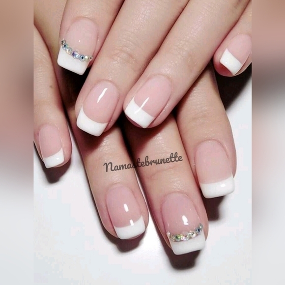 2/$16 Rhinestone French Manicure Press On Nails - Picture 7 of 11